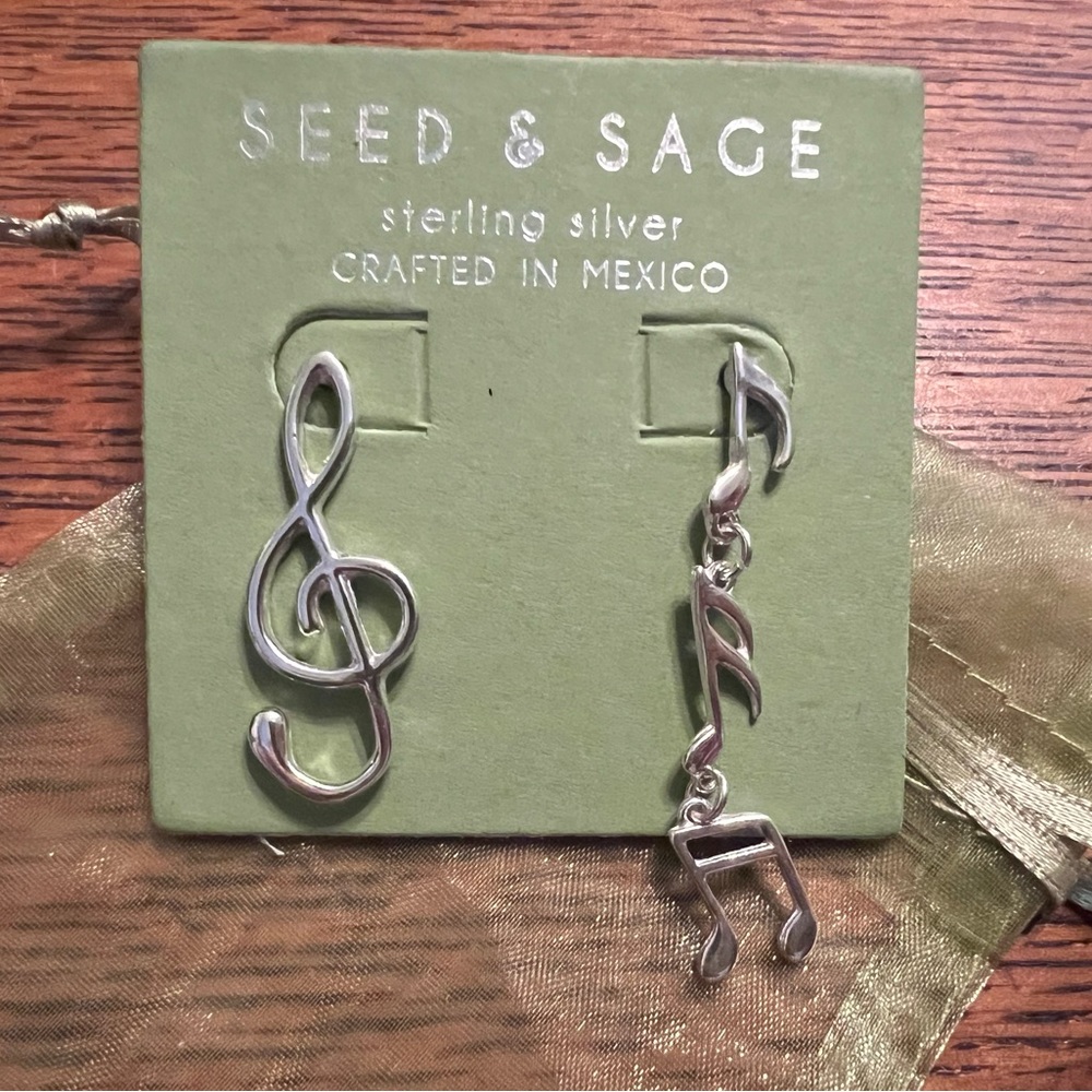 Seed & Sage Silver Music Note Earrings - Picture 4 of 5